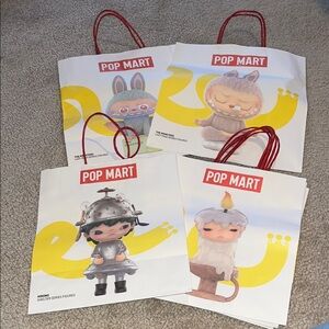Pop Mart Shopping Bags with Red Handles